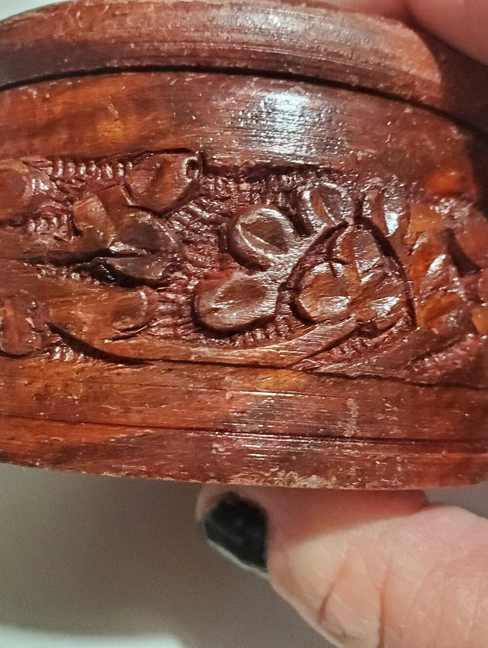 Wood Hand Carved Trinket Box. Storage. Deco. Modern Small